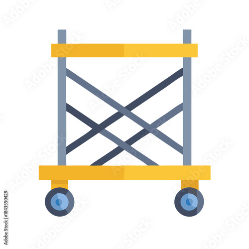 Mobile scaffolding vector illustration on black backdrop isolated graphic