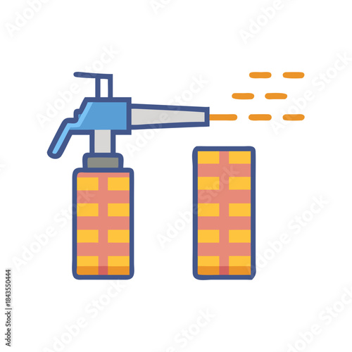 Illustration of expansion foam spray tool with foam blocks