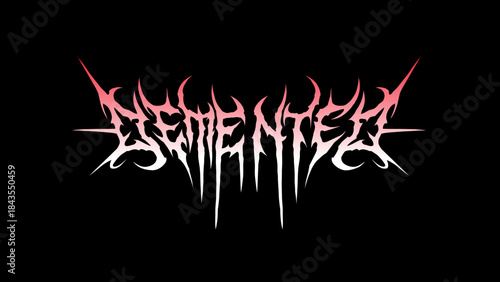 Demented typography vector in symmetrical shapes dark metal lettering style for streetwear, t-shirt print apparel, sticker, poster, band name logo and more