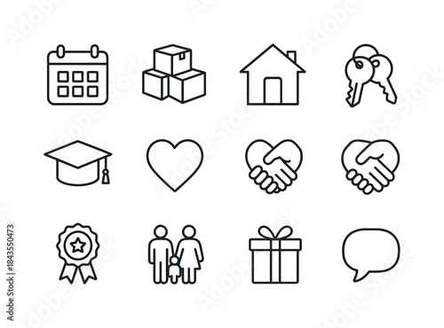 Life Transition Icons. Life transitions. Line icon set of Life t