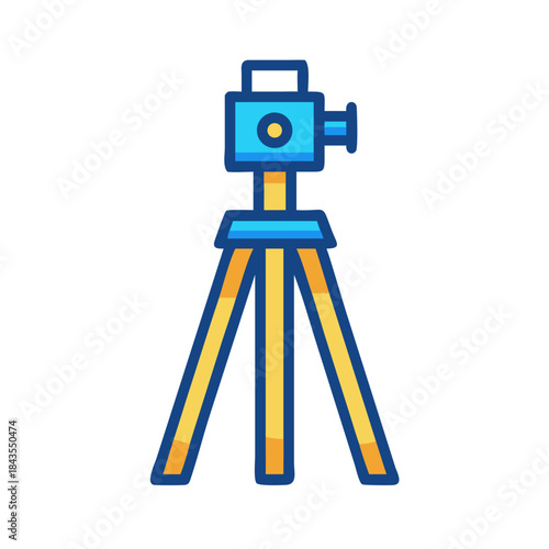 Blue and yellow theodolite vector graphic on a black background