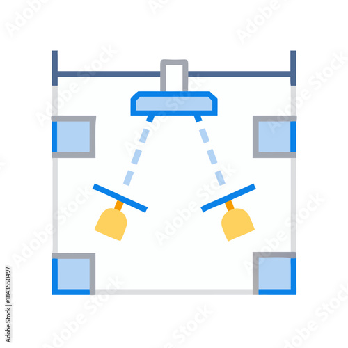 Lighting setup icon showing two lights illuminating an object