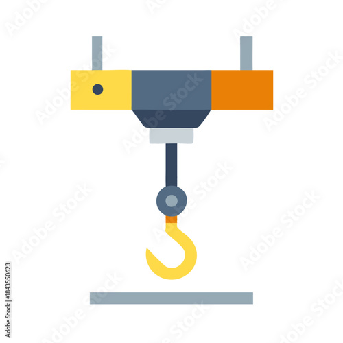 Overhead crane lifting device machinery flat illustration design
