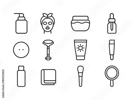 Skincare Line Icons. Skincare. Line icon set of Skincare: cleans