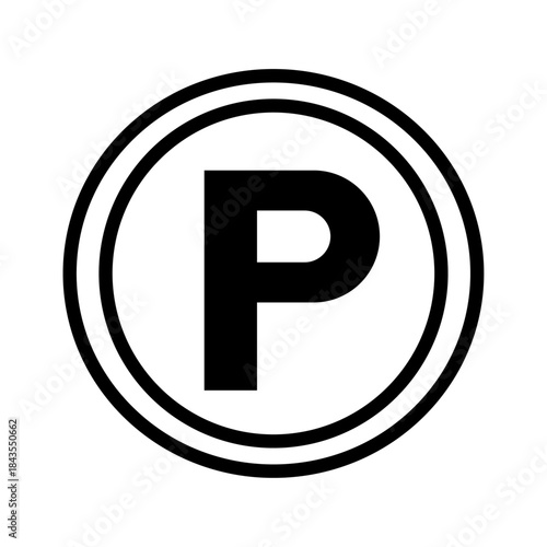 ポイントコイン・円形アウトラインの文字Pアイコン /Letter P Circle Outline Icon