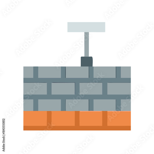 Flat illustration of gray and orange brick wall section