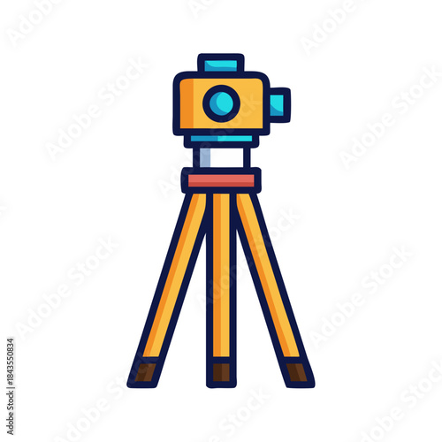 Illustration of a leveling instrument on a tripod stand