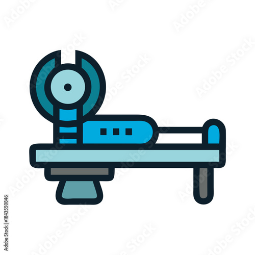 Stylized illustration of a metal milling machine on black background