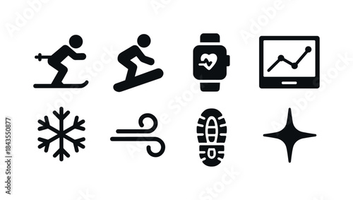 High-Tech Winter Sports Icons. High-tech winter sports. Filled icon set of high-tech winter sports: ski stance