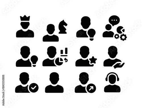 Team Roles Icons. Team Roles. Solid icon set of Team Roles: lead