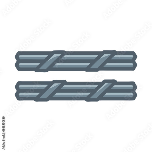 Two rows of rebar on a black background