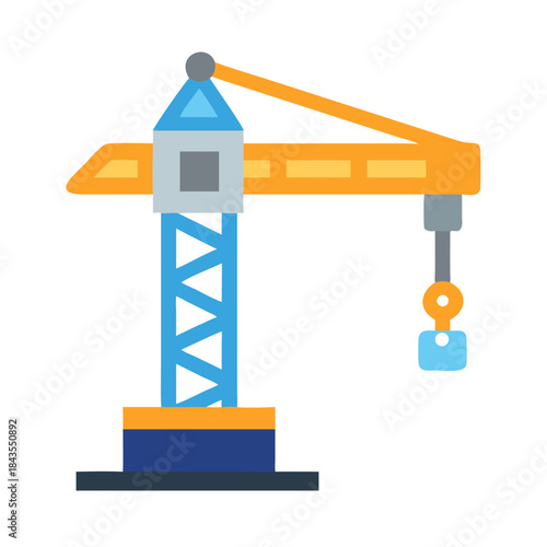 Construction crane hoisting object against black background illustration
