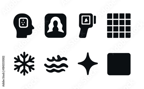 Infrared Icon Set. Infrared cold portraits. Filled icon set of infrared cold portraits: head silhouette, IR