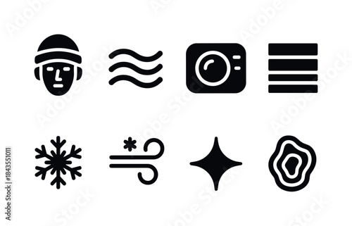 Heat-Vision Winter Icons. Heat-vision winter portraits. Filled icon set of heat-vision winter portraits: face