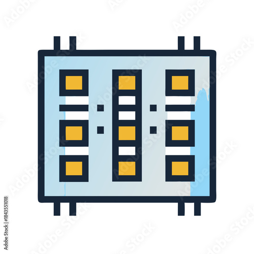 Modern graphic equalizer with blue background and color accents