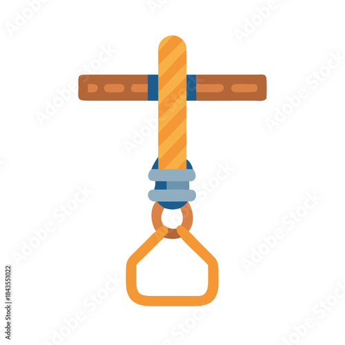 Minimalist flat design rope pulley mechanism on black background