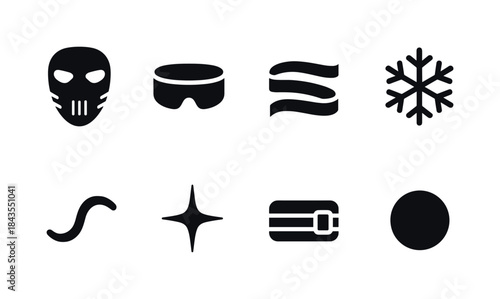 Neon Cyber Winter Masks. Neon cyber winter masks. Filled icon set of neon cyber winter masks: cyber mask, neon