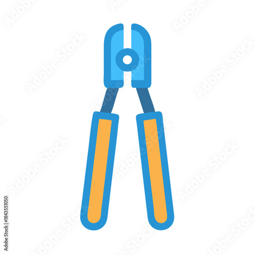 Blue and gold gardening pruners with black background illustration