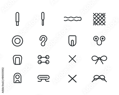 Shoelace Icon Set. Shoelace Components. Line icon set of Shoelac