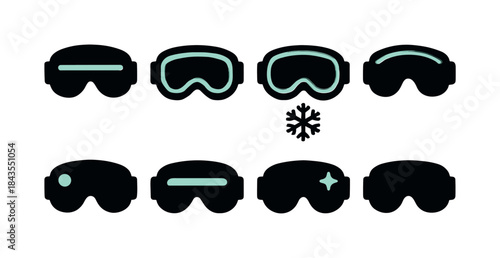 Neon Winter Masks Icons. Winter masks with neon accents. Filled icon set of winter masks with neon accents: