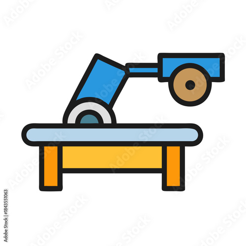 Illustration of miter saw tool for carpentry work