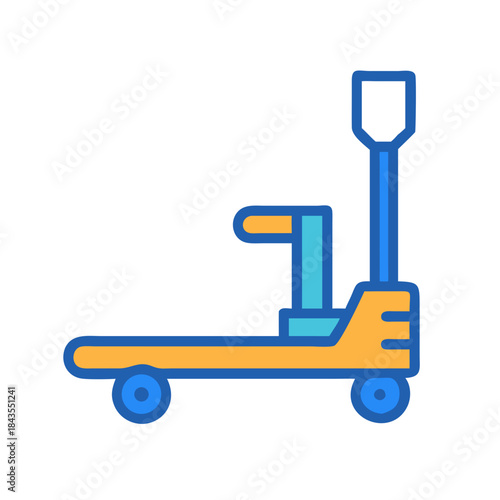 Isolated manual hand pallet jack on black background artwork