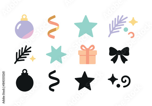 Rustic Winter Icons. Rustic winter dining. Line outline icon set of Rustic winter dining: table silhouette,