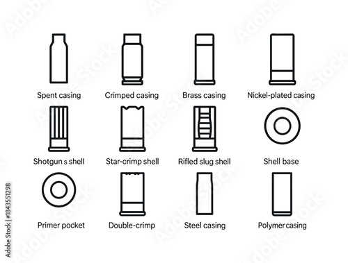 Casings Icon Set. Casings and Shells. Line icon set of Casings a