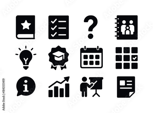 Parent Education Icons. Parent education tools. Solid icon set o