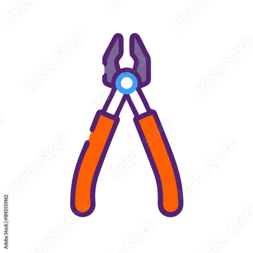 Flat vector illustration of pliers on a black background