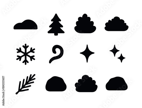 Frosty Mountain Icons. Frosty mountain range icons. Filled icon set of frosty mountain range icons: mountain