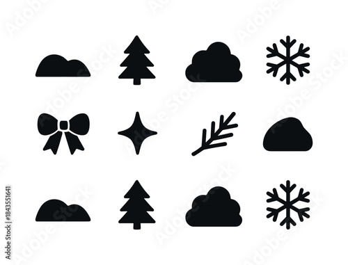 Winter Summit Icons. Winter summit collection. Filled icon set of winter summit collection: mountain
