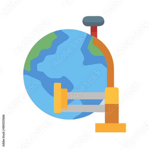 Flat design world globe under pressure representation icon