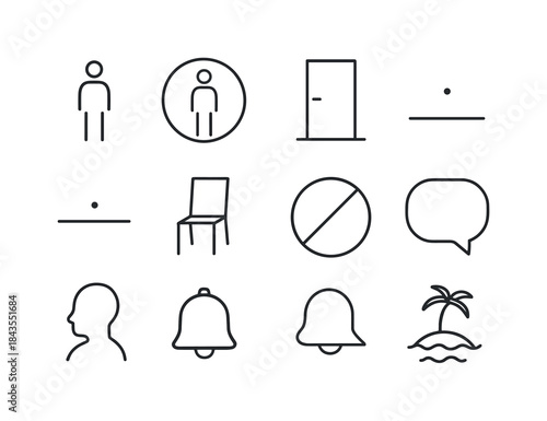 Isolation Icon Set. Isolation. Line icon set of Isolation: lone