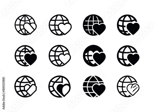 Digital Nomad Icon Set. Digital Nomad Family Lifestyle. Icon set