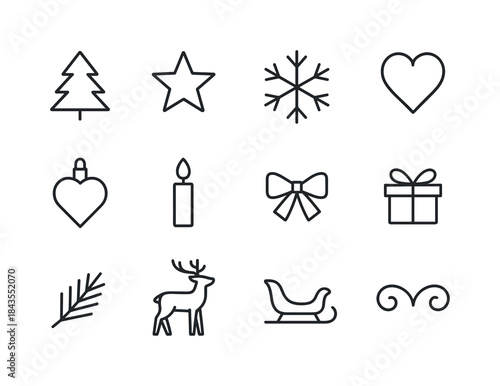 Festive Winter Icons. Festive winter expedition icons. Filled icon set of festive winter expedition icons: