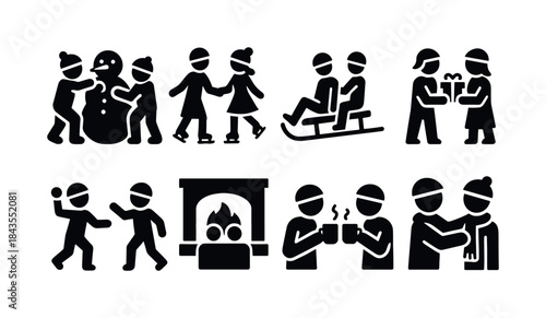 Winter Mist Icons. Winter misty scene icons. Filled icon set of winter misty scene icons: hill graphic,