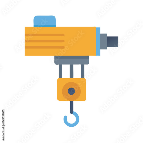 Flat design industrial hoist crane illustration on black background
