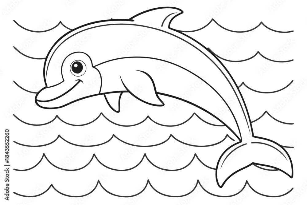 Obraz premium Cute animal outline for kids coloring page, simple black and white drawing for children's art activity