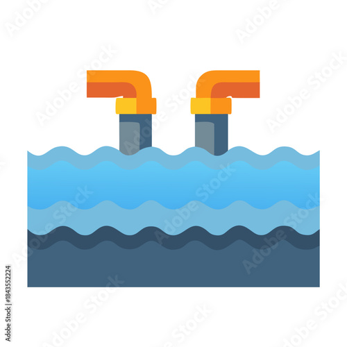 Stylized water pipes flat illustration on black background