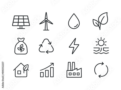Renewable Resources Icons. deforestation reduction