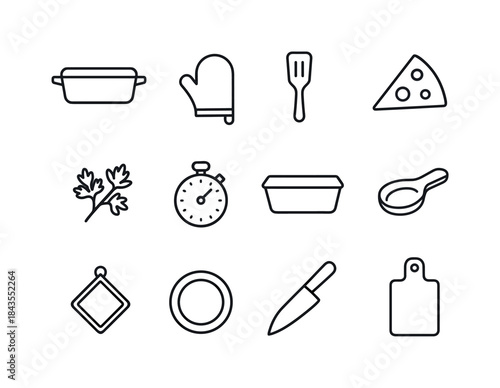 Bread Baking Icons. Bread baking at home. Filled icon set of bread baking at home: dough ball, kneading hands,