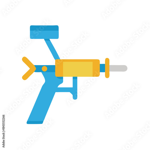 Flat illustration of toy blaster gun over black background