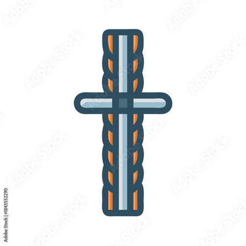 Stylized Christian cross illustration with wheat stalk design