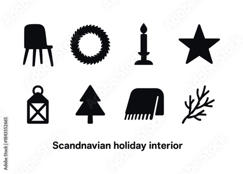 Remote Work Icons. Remote work with a snowy view. Line outline icon set of Remote work with a snowy view: