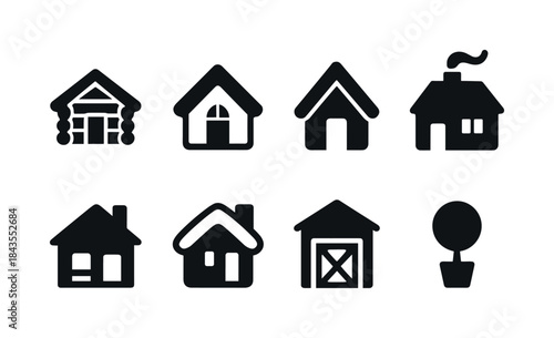 Scandinavian Holiday Icon Set. Scandinavian holiday interior. Filled icon set of scandinavian holiday interior