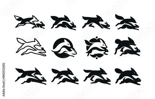 Wildlife Chase Logos. Wildlife Chasing. Icon set. Set Logo of Wi