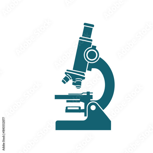 Simple illustration of a classic compound light microscope used for scientific research and