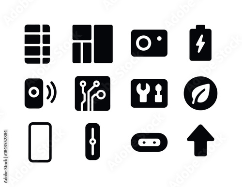 Modular Device Icons. Modular devices. Solid icon set of modular