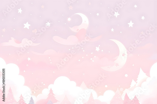 夢のようなかわいい空の背景イラスト